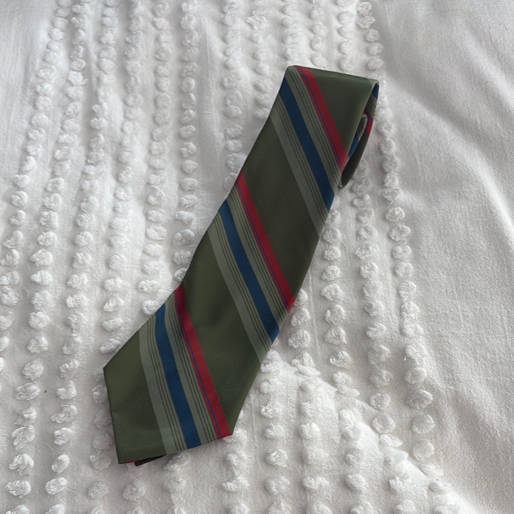 Men’s Striped Green, Red and Blue Tie